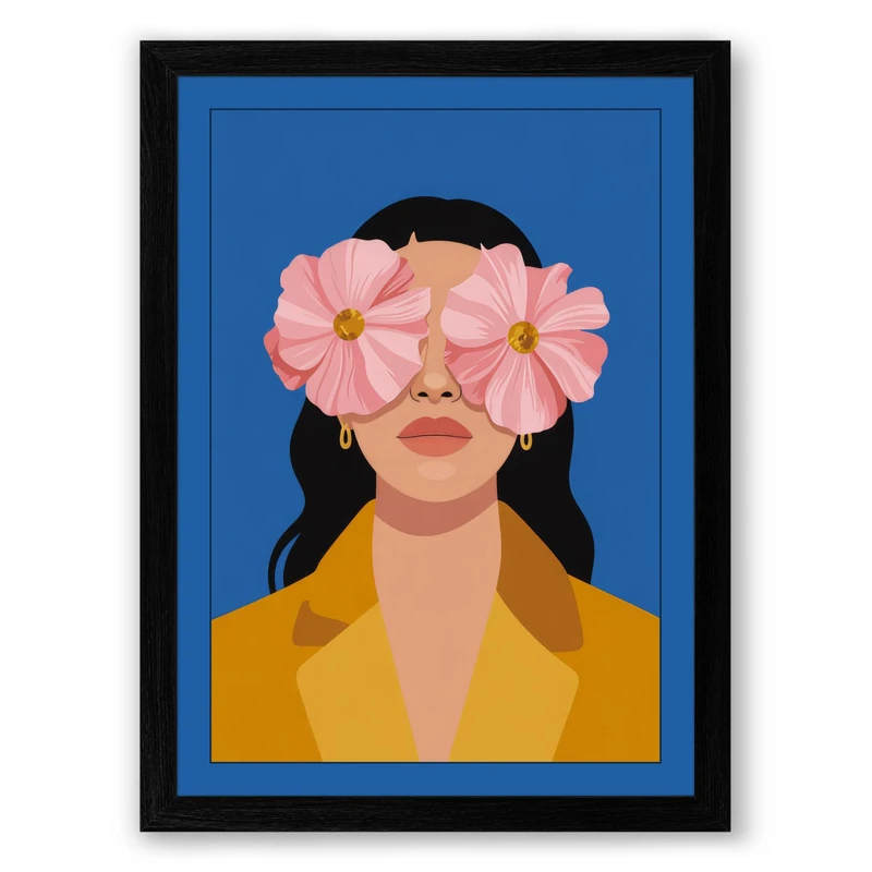 Flowers of Vision Modern Framed Wall Art Print A1 (84.1×59.4cm) Black, Wall Decor for Living Room, Bedroom, Office & Home, Ready to Hang, Art Gift
