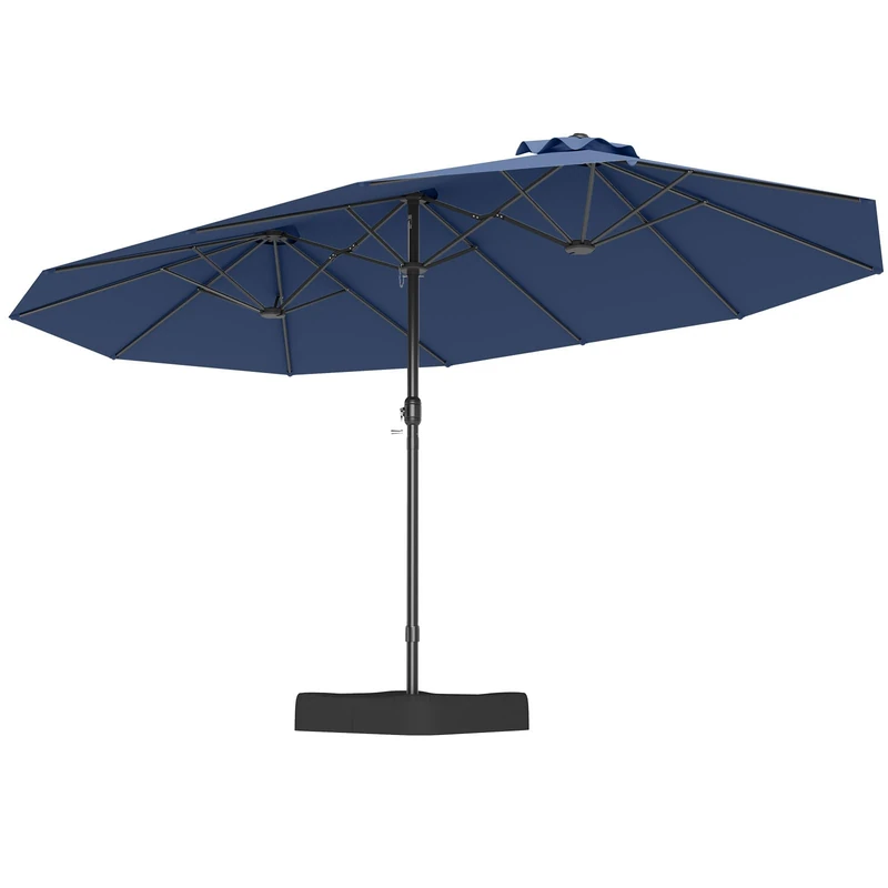 FANTASK Double Parasol, 443 x 263 cm, Rectangular Parasol with Stand & Crank, UPF 50+, Large Garden Umbrella XXL, Market Umbrella, Patio Umbrella for Garden, Patio & Pool (Navy Blue) - Image 1