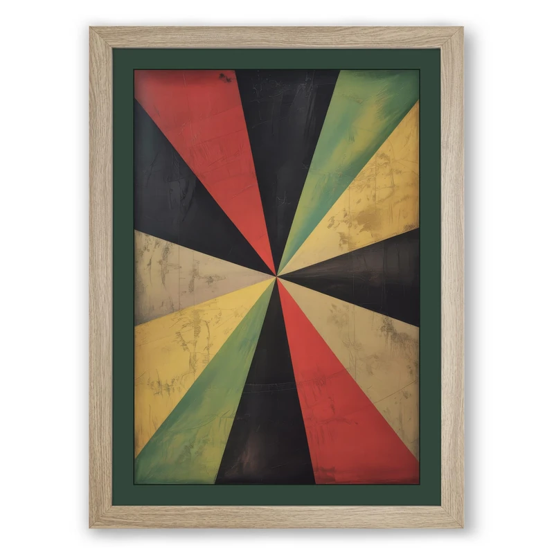 Pinwheel Geometry Retro Framed Wall Art Print A1 (84.1×59.4cm) Oak, Wall Decor for Living Room, Bedroom, Office & Home, Ready to Hang, Art Gift - Image 1