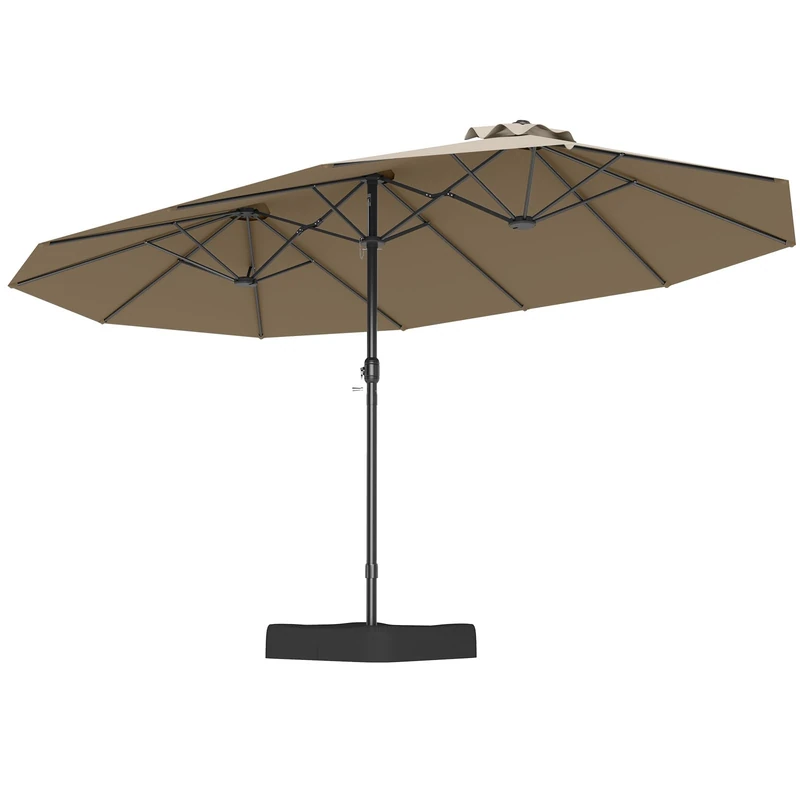 FANTASK Double Parasol, 443 x 263 cm, Rectangular Parasol with Stand & Crank, UPF 50+, Large Garden Umbrella XXL, Market Umbrella, Patio Umbrella for Garden, Patio & Pool (Brown) - Image 1