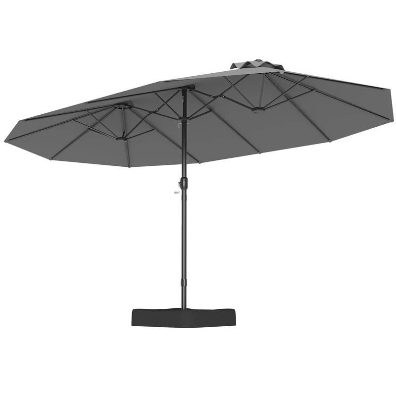 FANTASK Double Parasol, 443 x 263 cm, Rectangular Parasol with Stand & Crank, UPF 50+, Large Garden Umbrella XXL, Market Umbrella, Patio Umbrella for Garden, Patio & Pool (Anthracite) - Image 1