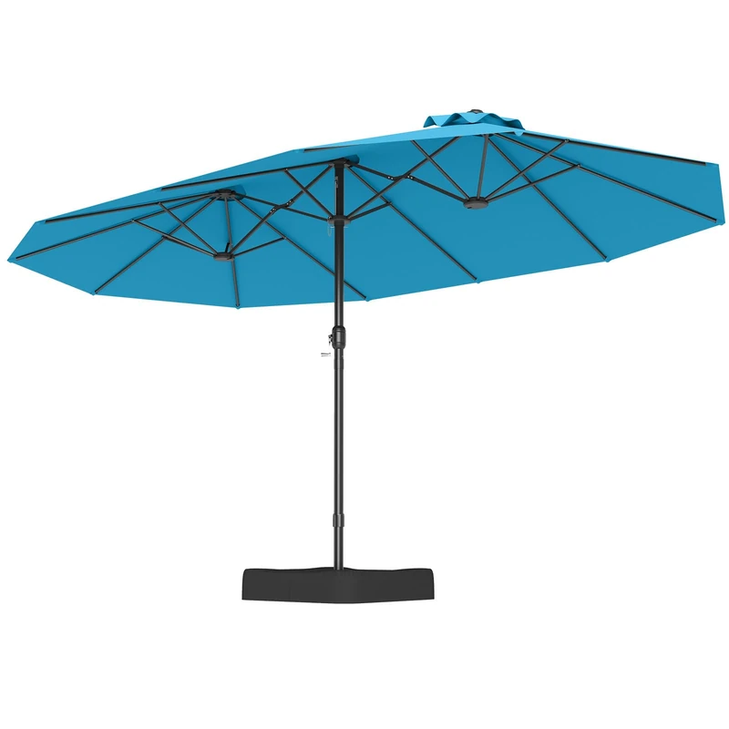 FANTASK Double Parasol, 443 x 263 cm, Rectangular Parasol with Stand & Crank, UPF 50+, Large Garden Umbrella XXL, Market Umbrella, Patio Umbrella for Garden, Patio & Pool (Turquoise) - Image 1
