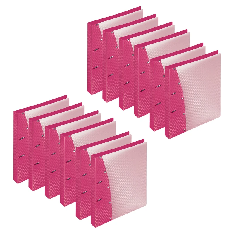 VELOFLEX 1141477-12 A4 Ring Binder with 2 Ring Mechanism, Pack of 12 PP Plastic for Office and School, Pink - Image 1
