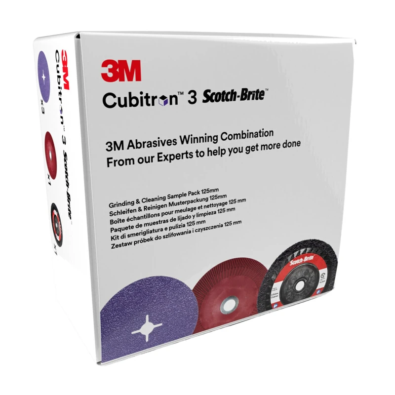 3M Cubitron 3 Fibre Disc 1182C, 125 mm, includes XO-RD Disc and Ribbed BUP (3 x 1182C 36+, 1 x Scotch-Brite Clean & Strip XT Pro XO-RD Extra Coarse, 1 x Fibre Disc Ribbed Back Up Pad) - Image 1