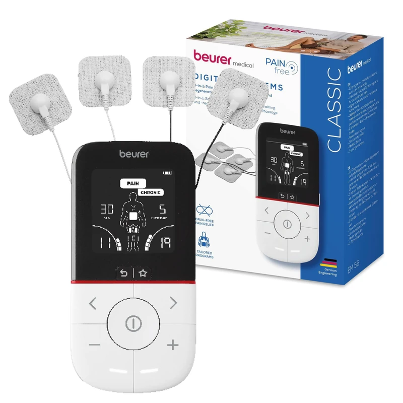 Beurer EM 56 Digital TENS/EMS, 3-in-1 Stimulation Device for Drug-Free Pain Relief Through Electrical Nerve Stimulation, Muscle Training, Massage Function, 22 programmes, incl. 4 electrodes - Image 1