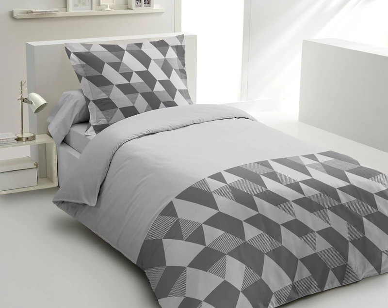 Home Linge Passion Duvet Cover Set 140 x 200 cm – 2 Pieces – Soft Cotton Percale – Duvet Cover + Pillowcase – Grey – La Gypsy Design - Image 1