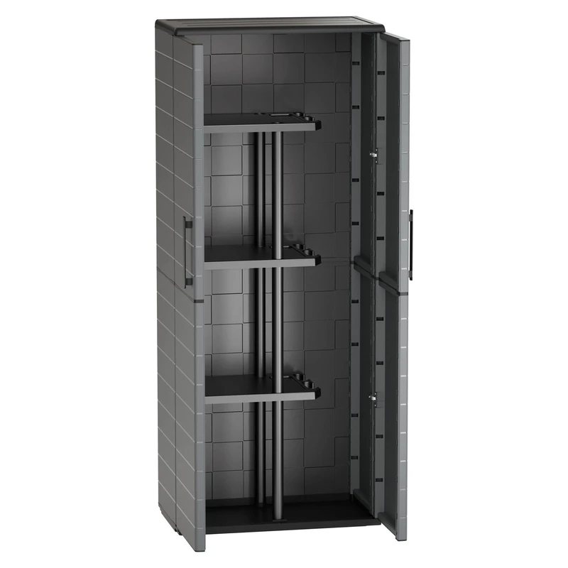 Well Home Broom Cabinet 68 x 37 x 163 cm in recyclable polypropylene, equipped with steel hinges and adjustable shelves - Image 1
