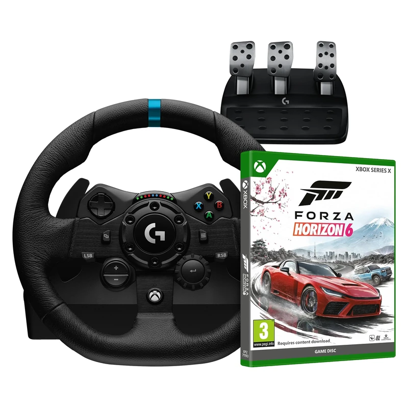Logitech G G923 Racing Wheel and Pedals + Forza Horizon 6 (Disc) for Xbox Series X - Black - Image 1