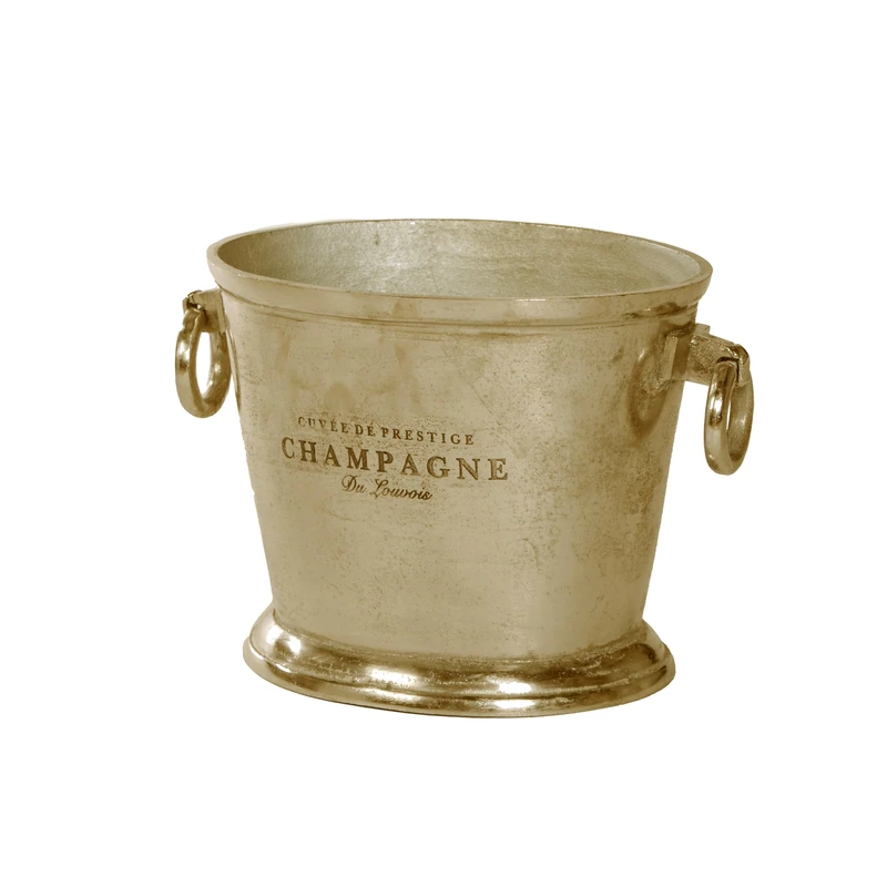 Barprofessional Champagne Cooler Vintage Gold, Elegant Champagne Bowl with Vintage Design, 26 cm Diameter, 37 cm High, Golden Cast Aluminium, Bottle Cooler for Stylish Presentation