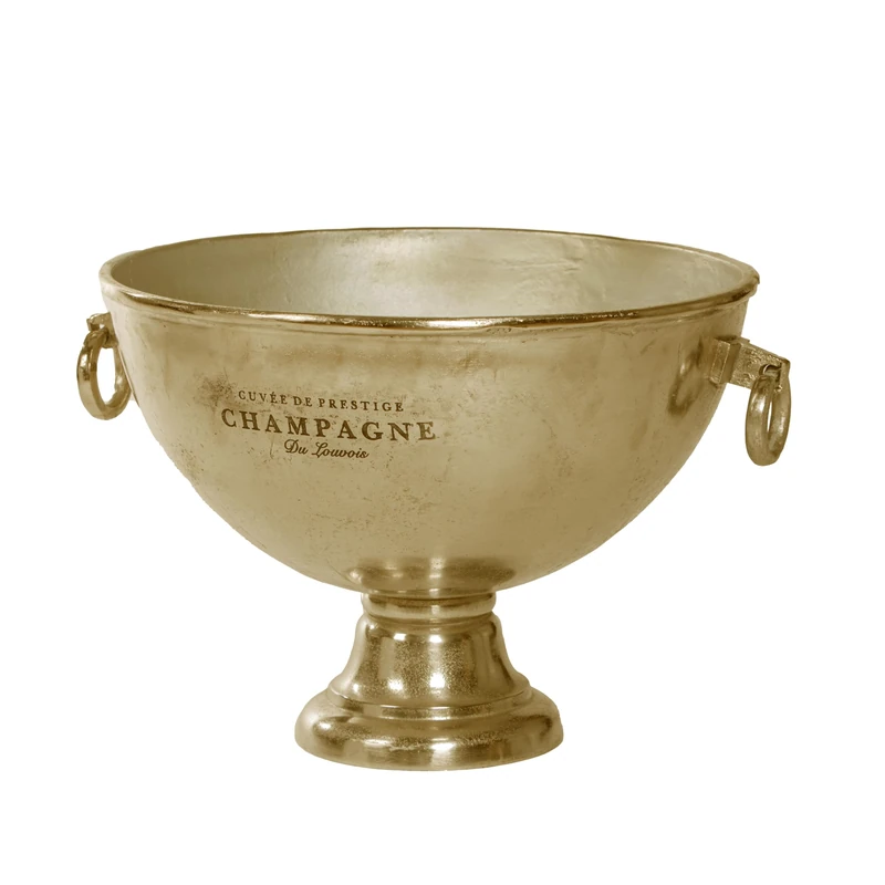 Barprofessional Champagne Cooler Vintage Gold, Elegant Champagne Bowl with Vintage Design, 47 cm Diameter, 35 cm High, Gold Cast Aluminium, Bottle Cooler for Stylish Presentation