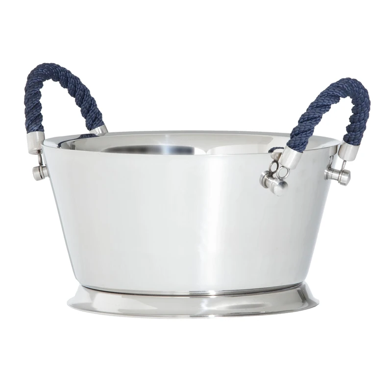 Barprofessional Avelengo Wine Bowl with Rope Handles, Double Walled Champagne Cooler Bowl, Elegant Design, 37 cm Diameter, 20 cm High, Optimum Temperature Retention