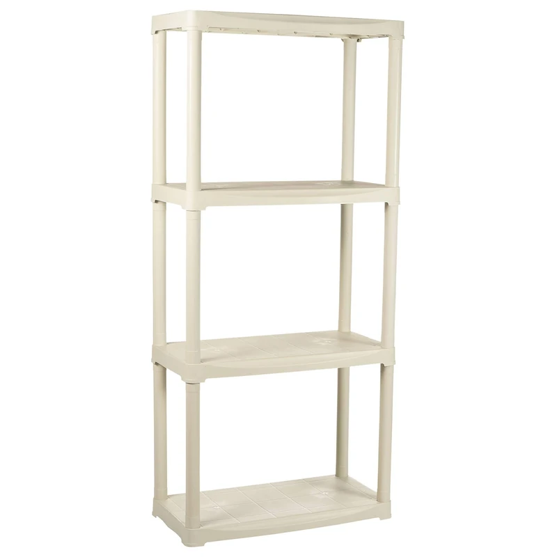4 Tier Bookcase 60 x 30 x 133 cm Ivory Polypropylene - Image 1