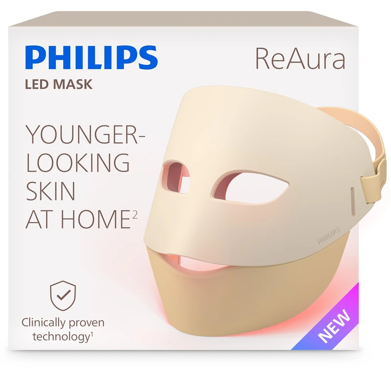 Philips ReAura LED Face Mask – 3-in-1 for Face, Eye Area & Neck, 3 Specialized Modes, Clinically Proven Red, Blue & Near-Infrared Light Technology¹, Flexible Fit, 10-Min Routine, Model LTM7100/00