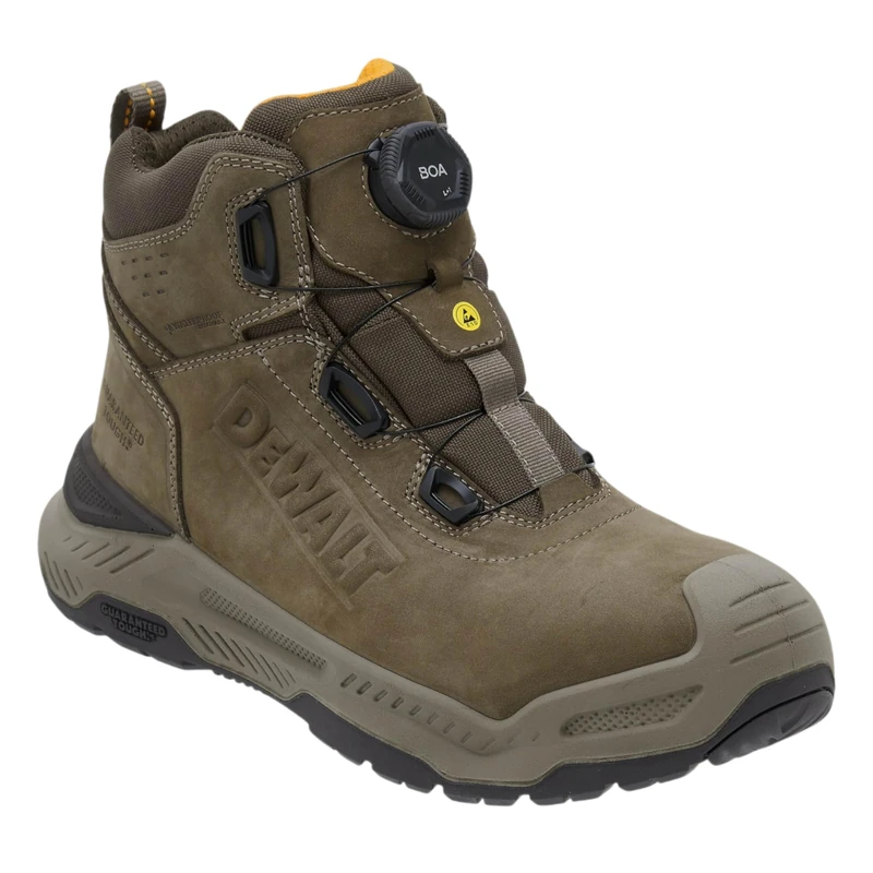 DEWALT Grid X Men’s Waterproof Safety Boots S7S SR FO HRO SC ESD, BOA Fit System Work Boots with Composite Toe & Midsole, Nubuck Leather, Wide Fit Lightweight Safety Footwear, Gunsmoke, UK 10
