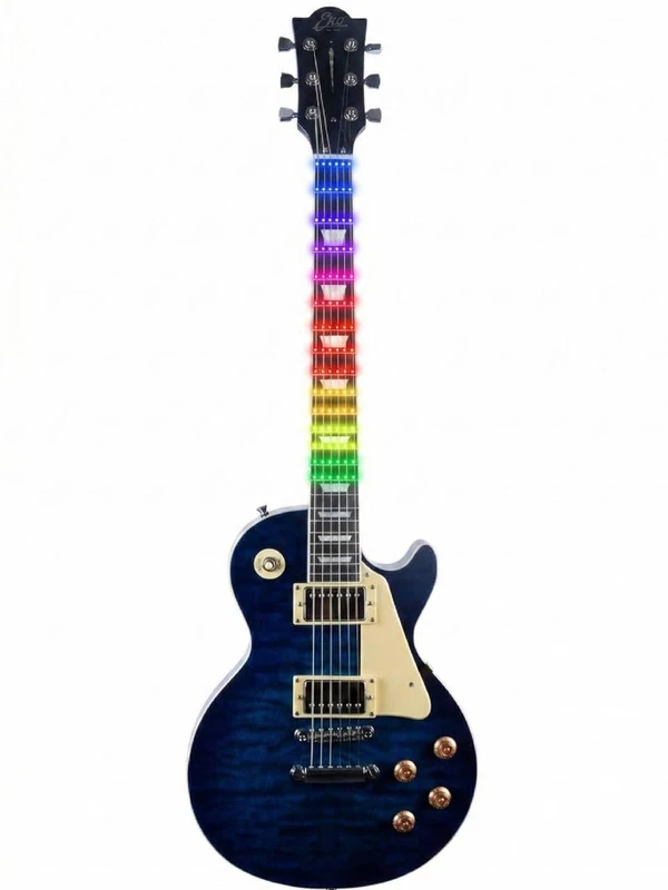 EKO GUITARS LS-300 VISUAL NOTE, Les Paul Style Electric Guitar, LED Learning System, Humbucker Pickup, Laurel Keyboard, Blue Quilted