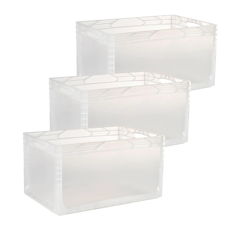 Well Home Set of 3 Transparent Industrial Boxes 60x40x32 in Polypropylene being compact and resistant