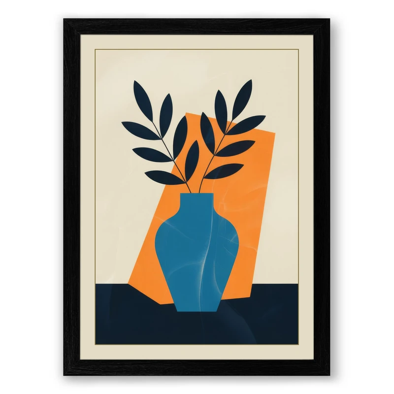 Modernist Vase Geometric Framed Wall Art Print A1 (84.1×59.4cm) Black, Wall Decor for Living Room, Bedroom, Office & Home, Ready to Hang, Art Gift