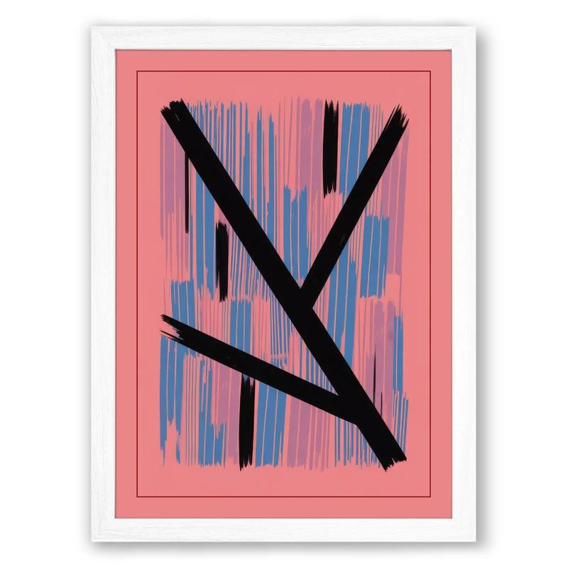 Intersecting Lines Minimalist Framed Wall Art Print A1 (84.1×59.4cm) White, Wall Decor for Living Room, Bedroom, Office & Home, Ready to Hang, Art Gift - Image 1