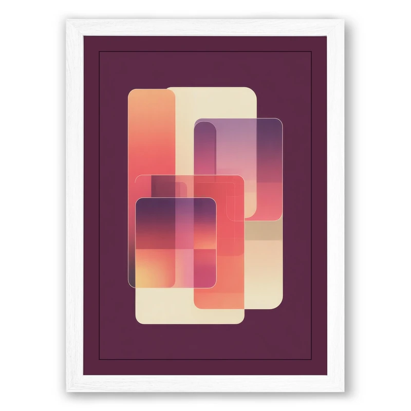 Layered Harmony Minimalist Framed Wall Art Print A1 (84.1×59.4cm) White, Wall Decor for Living Room, Bedroom, Office & Home, Ready to Hang, Art Gift