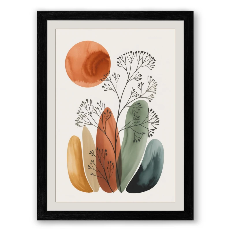 Study in Watercolour Botanical Framed Wall Art Print A1 (84.1×59.4cm) Black, Wall Decor for Living Room, Bedroom, Office & Home, Ready to Hang, Art Gift - Image 1