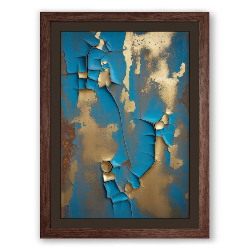 Layers of Decay Industrial Framed Wall Art Print A1 (84.1×59.4cm) Walnut, Wall Decor for Living Room, Bedroom, Office & Home, Ready to Hang, Art Gift - Image 1