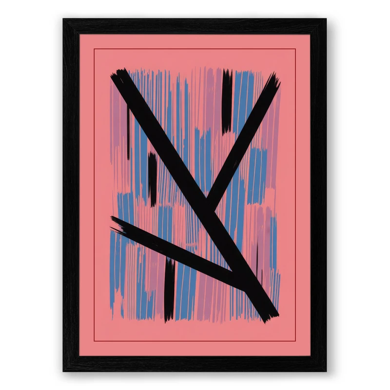Intersecting Lines Minimalist Framed Wall Art Print A1 (84.1×59.4cm) Black, Wall Decor for Living Room, Bedroom, Office & Home, Ready to Hang, Art Gift