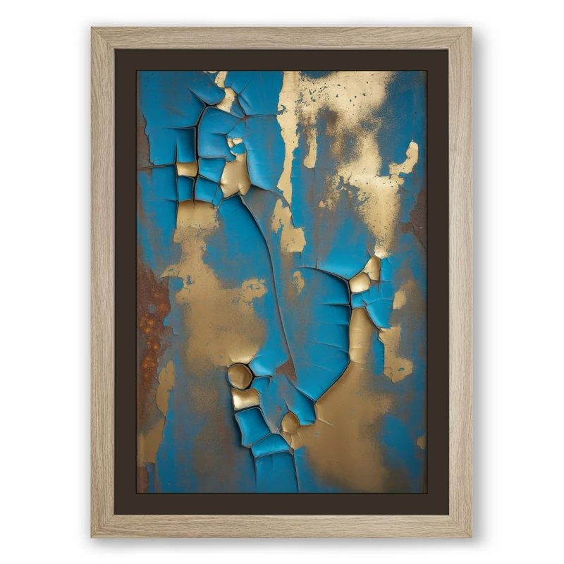 Layers of Decay Industrial Framed Wall Art Print A1 (84.1×59.4cm) Oak, Wall Decor for Living Room, Bedroom, Office & Home, Ready to Hang, Art Gift - Image 1