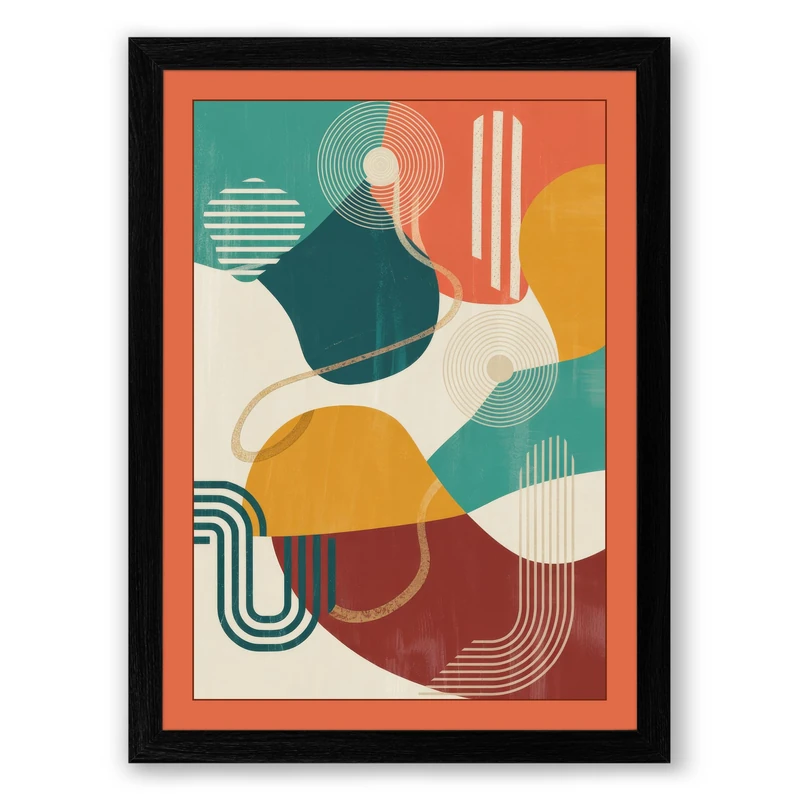 Chromatic Harmony Geometric Framed Wall Art Print A1 (84.1×59.4cm) Black, Wall Decor for Living Room, Bedroom, Office & Home, Ready to Hang, Art Gift - Image 1