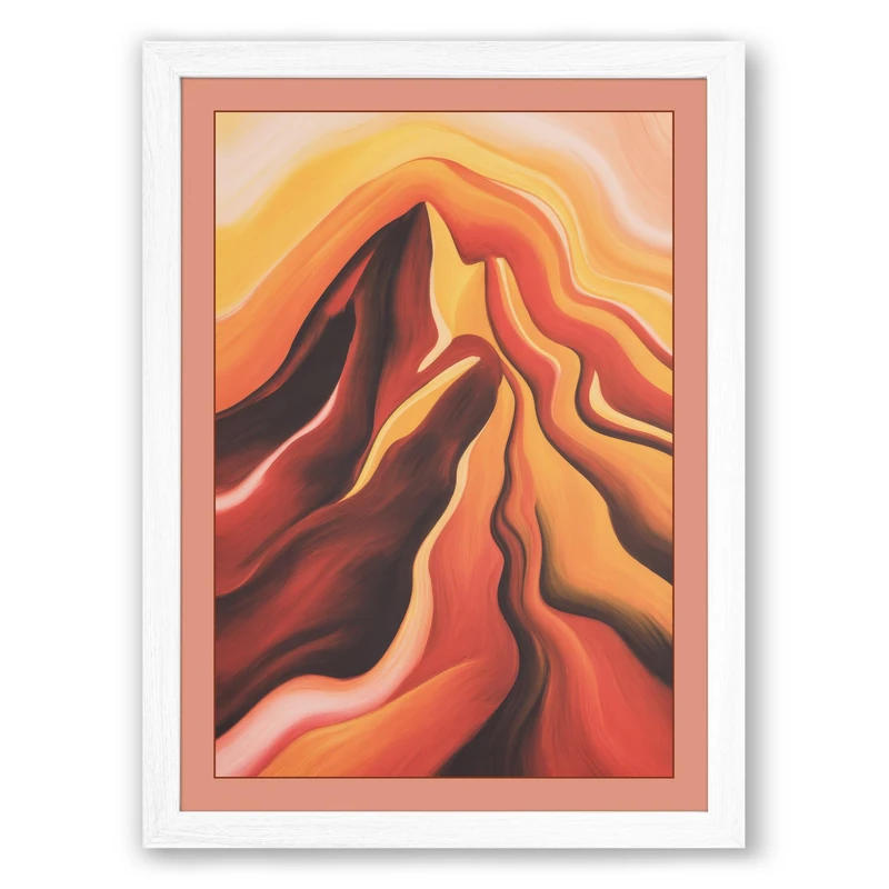 Molten Landscape Abstract Framed Wall Art Print A1 (84.1×59.4cm) White, Wall Decor for Living Room, Bedroom, Office & Home, Ready to Hang, Art Gift - Image 1