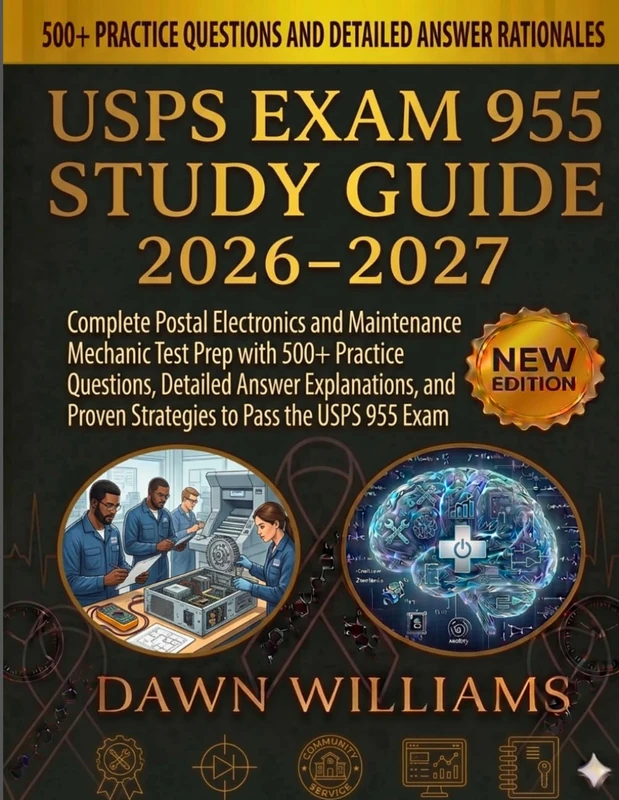 USPS Exam 955 Study Guide 2026–2027: Complete Postal Electronics and Maintenance Mechanic Test Prep with 500+ Practice Questions, Detailed Answer ... Proven Strategies to Pass the USPS 955 Exam
