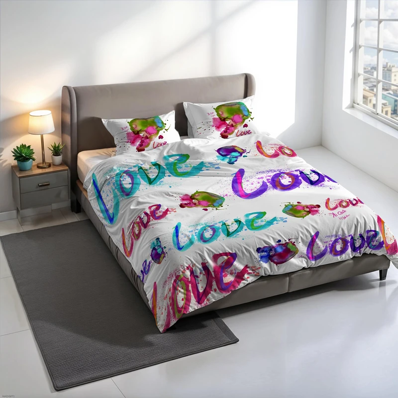 KIO614 KIO614 Digital Print Duvet Cover Set, 100% Cotton, Made in Italy, Double Bed Duvet Cover Set 250 x 200 cm+2 Pillowcases 50 x 80 cm
