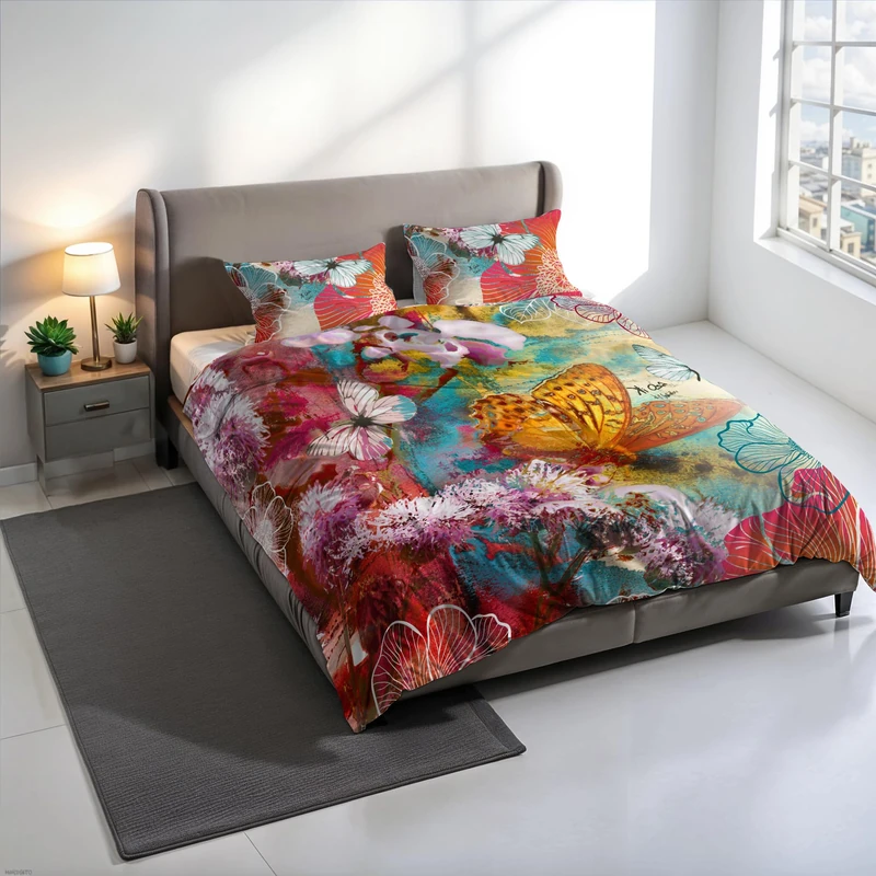 KIO633 KIO633 Digital Print Duvet Cover Set, 100% Cotton, Made in Italy, Double Bed Duvet Cover Set 250 x 200 cm+2 Pillowcases 50 x 80 cm