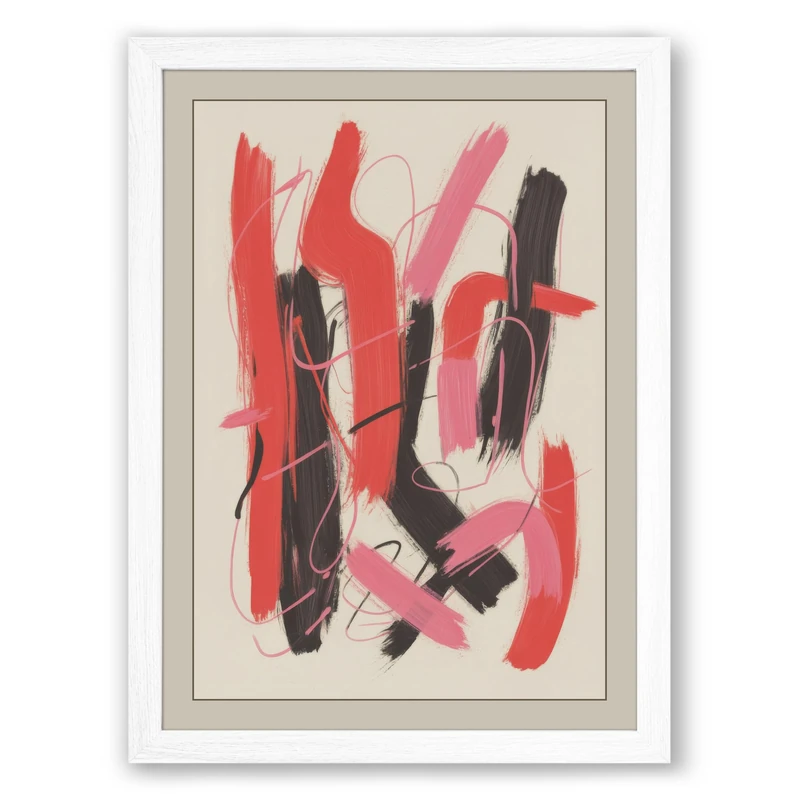 Gestural Abstractions Abstract Framed Wall Art Print A1 (84.1×59.4cm) White, Wall Decor for Living Room, Bedroom, Office & Home, Ready to Hang, Art Gift