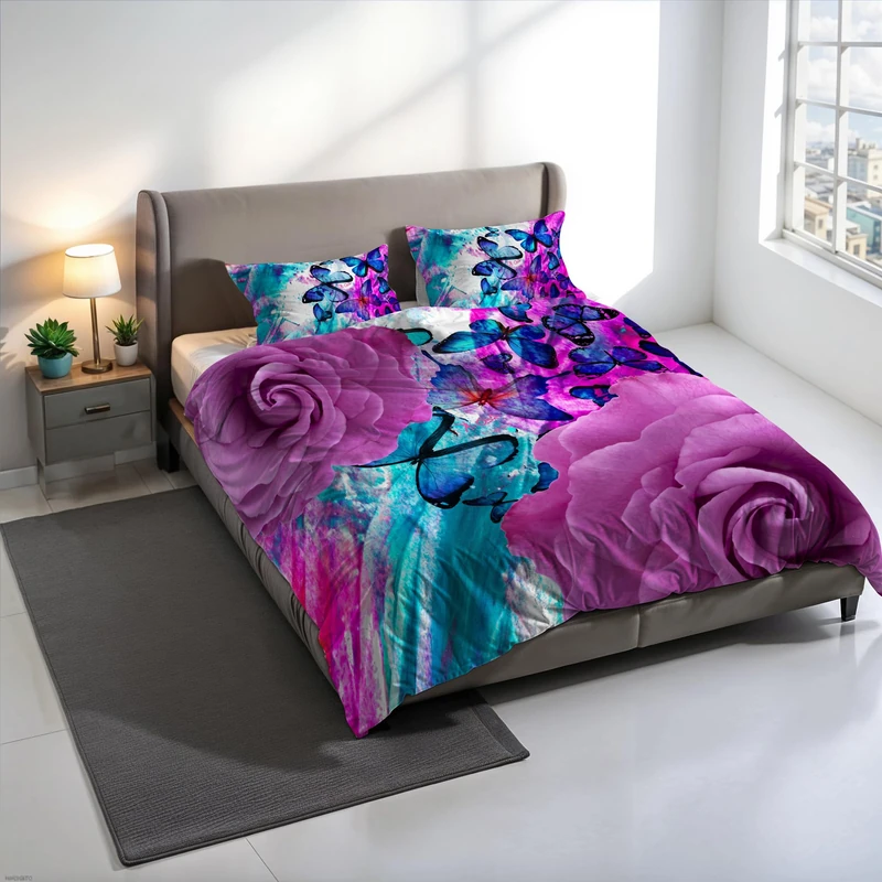 KIO645 KIO645 Digital Print Duvet Cover Set, 100% Cotton, Made in Italy, Double Bed Duvet Cover Set 250 x 200 cm+2 Pillowcases 50 x 80 cm