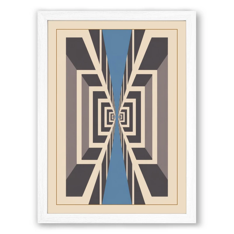 Nested Geometry Minimalist Framed Wall Art Print A1 (84.1×59.4cm) White, Wall Decor for Living Room, Bedroom, Office & Home, Ready to Hang, Art Gift