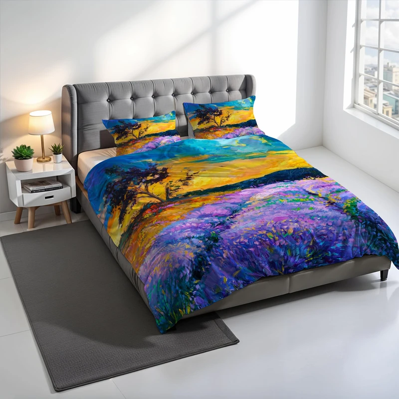 SD12 Digital Print Duvet Cover Set, 100% Cotton, Made in Italy, Double Bed Duvet Cover Set 250 x 200 cm+2 Pillowcases 50 x 80 cm - Image 1