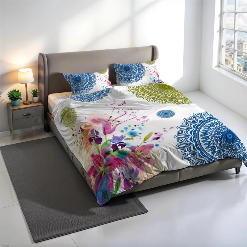 KIO618 KIO618 Digital Print Duvet Cover Set, 100% Cotton, Made in Italy, Double Bed Duvet Cover Set 250 x 200 cm+2 Pillowcases 50 x 80 cm
