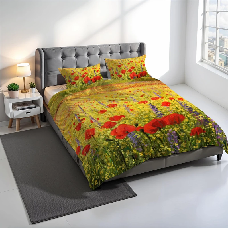 SD25 Digital Print Duvet Cover Set, 100% Cotton, Made in Italy, Double Bed Duvet Cover Set 250 x 200 cm+2 Pillowcases 50 x 80 cm