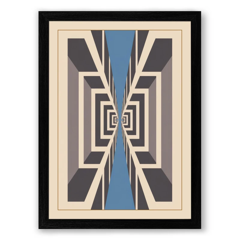 Nested Geometry Minimalist Framed Wall Art Print A1 (84.1×59.4cm) Black, Wall Decor for Living Room, Bedroom, Office & Home, Ready to Hang, Art Gift - Image 1