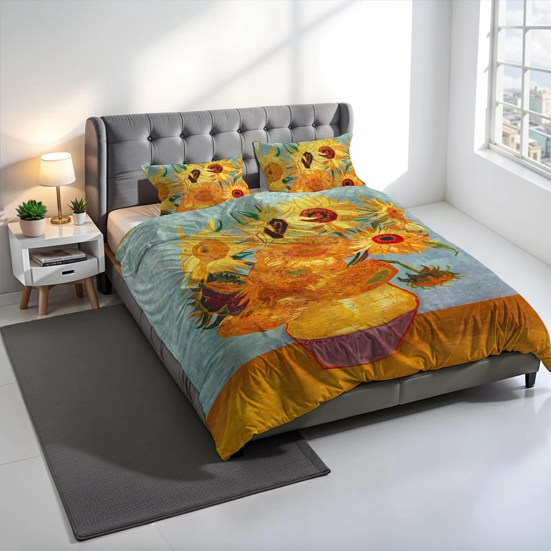 SD49 Digital Print Duvet Cover Set, 100% Cotton, Made in Italy, Double Bed Duvet Cover Set 250 x 200 cm+2 Pillowcases 50 x 80 cm