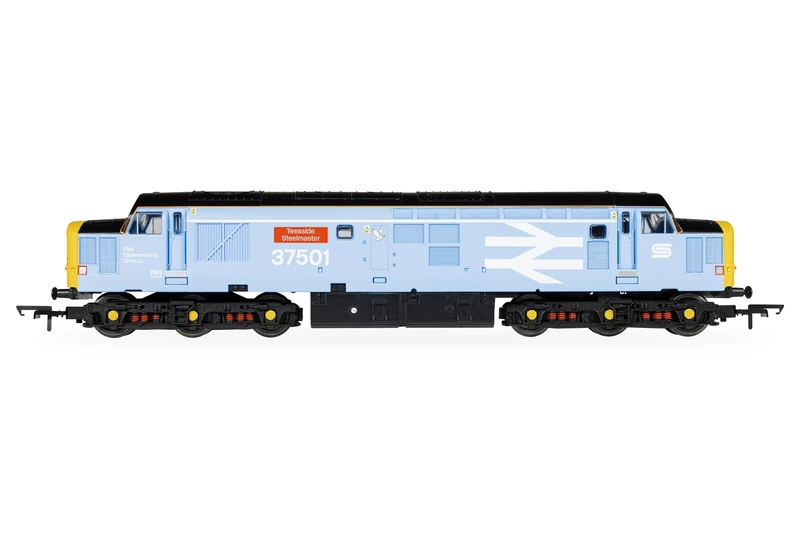 Hornby R30545TXS RailRoad Class 37 'Teesside Steelmaster' 37501, OO Gauge, 1:76 Scale, DCC Sound Fitted, British Steel Blue Livery Model Railway Locomotive