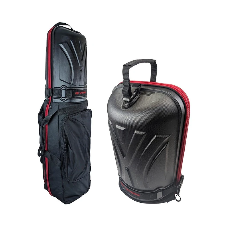 Skymax Deluxe Hard Top Golf Travel Cover – Padded Wheeled Golf Flight Bag with Hard Shell Club Protection & Compression Straps