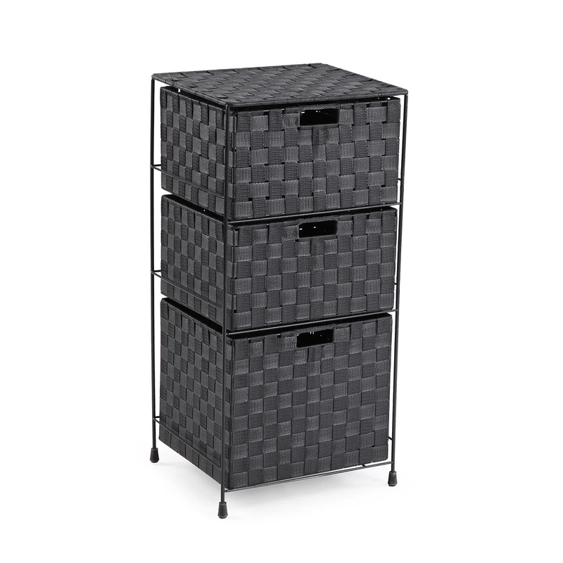 Versa Mannheim Bathroom Storage Unit with 3 Drawers for Organizing, Modern and Fun Storage Unit Dimensions (H x W x D) 72 x 35 x 29 cm, Metal and Nylon, Dark Grey