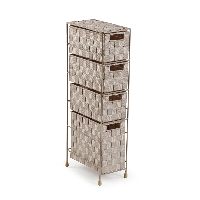 Versa Mannheim Bathroom Storage Unit with 3 Drawers for Organizing, Modern and Fun Storage Unit Dimensions (H x W x D) 69 x 28 x 15.5 cm, Metal and Nylon, Beige