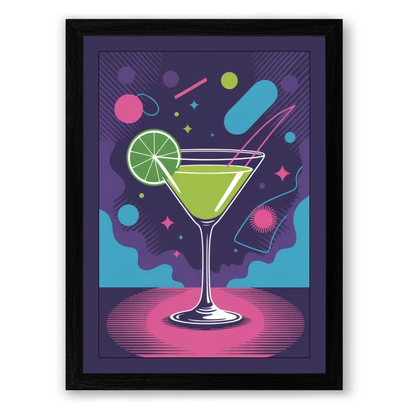 Cocktail Celebration Modern Framed Wall Art Print A1 (84.1×59.4cm) Black, Wall Decor for Living Room, Bedroom, Office & Home, Ready to Hang, Art Gift - Image 1