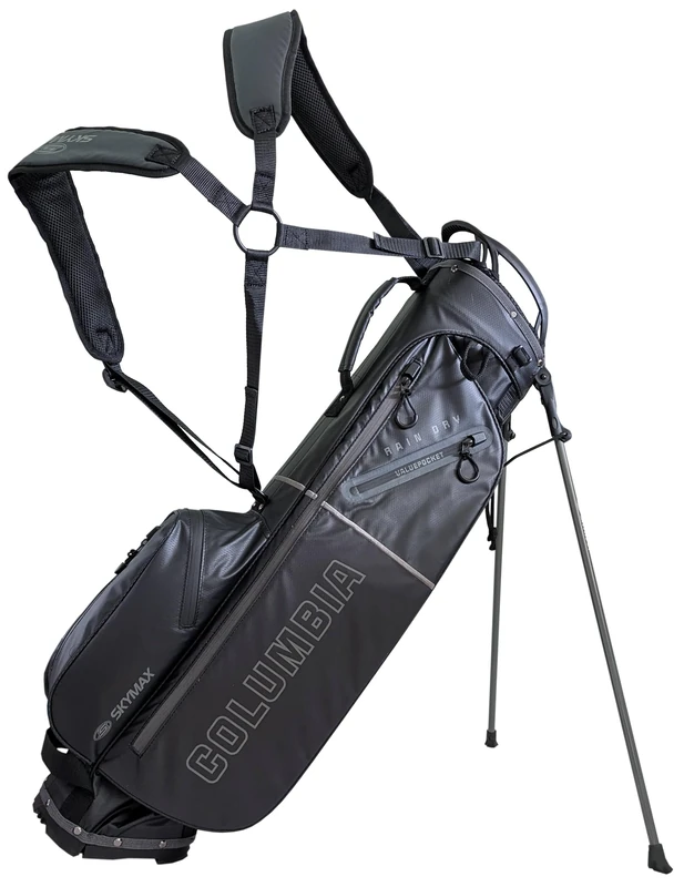 Skymax Columbia Rain Dry Stand Bag 2.0 Black/Grey – Waterproof Golf Stand Bag with 5 Pockets, Dual Strap & Rain Hood