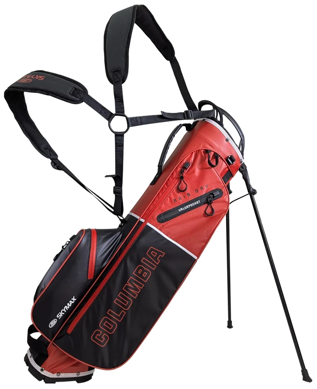 Skymax Columbia Rain Dry Stand Bag 2.0 Red/Black/White – Waterproof Golf Stand Bag with 5 Pockets, Dual Strap & Rain Hood