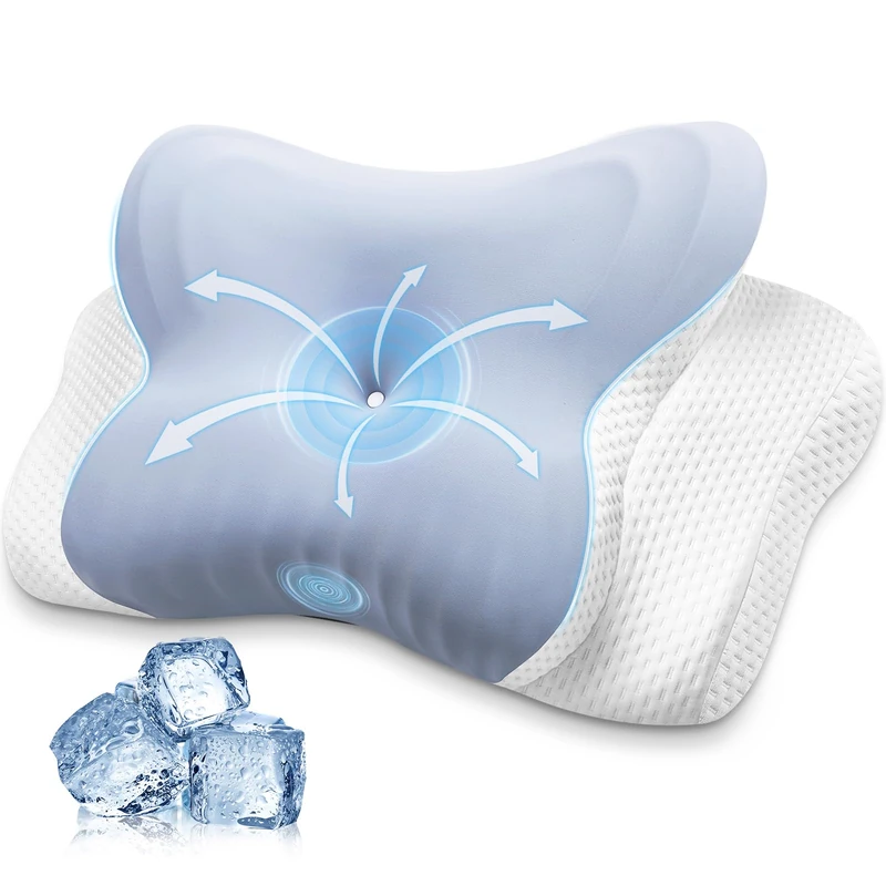 MISSCOZY Ergonomic Pillow for Neck Pain Relief No.HK30001(Blue,Standard)