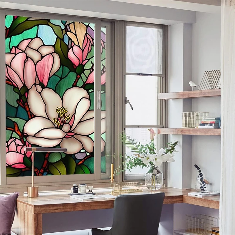 GarveeLife Static Window Film with Classic Floral Pattern - Opaque Privacy Screen for Glass - UV & Sun Protection, Removable & Decorative for Living Room - Glass Decoration Film - 60 x 100 cm - Image 1