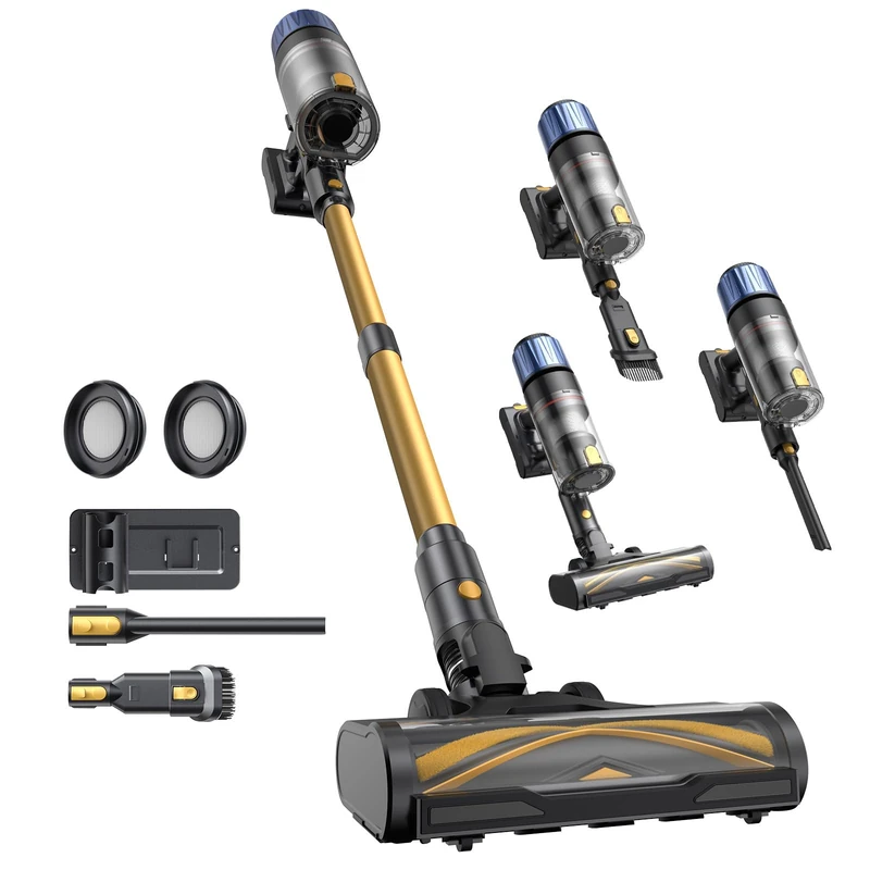 Proscenic P15 Lightweight Cordless Vacuum Cleaner, Stick Vacuum with Telescopic Tube, 70kpa/600w/70mins Detachable Battery, LED Display & Greeneye Tech for Hardfloor, Carpet, Sofa and Pet Hair